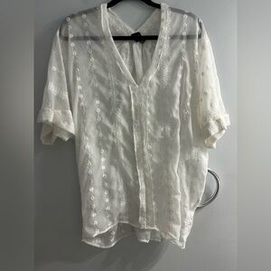 Blue saks fifth avenue white sheer top blouse